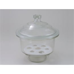 デシケーター 硝子製 白 300mm 本体/蓋/磁性中板付