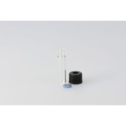 日電理化硝子 シリンジバイアル SY-06 0.6mL 無色 穴あき黒キャップ・PTFE/シリコンパッキングセット 96本 255031