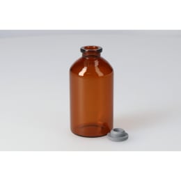 バイアルびん 茶色 V-50 50mL 液状用ブチルゴム栓付 50組 208132