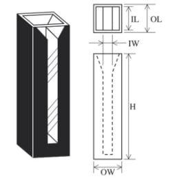 石英セル セミマイクロブラック 二面 IL20×IW4×H45