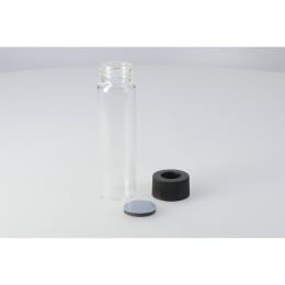 EPAバイアル EPA-40 40mL 穴あき黒キャップ・フッ素PTFE/シリコンパッキンセット 50組 209006