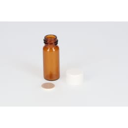 ねじ口瓶 茶色 S-09B 3mL メラミン白キャップ フッ素PTFE/ニトリルパッキン 組合せ 100組 250195