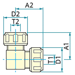PTFEスリーseal式異径joint L型 φ8×φ12 F-2657-004