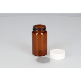 日電理化硝子 ねじ口瓶 SV-50A 50mL 茶色 P.Pキャップ ブチルゴムパッキングセット 50組 251212