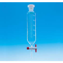 【販売終了】円筒分液ロート 500mL PTFEプラグ付 目盛付