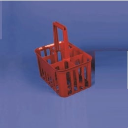 ボトルキャリアー HDPE 赤 1L用 395 6本立