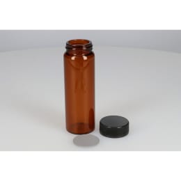 日電理化硝子 ねじ口瓶 SV-100 100mL 茶色 フェノールキャップ ブチルゴムパッキングセット 25組 251293
