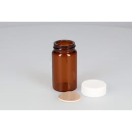 ねじ口瓶 茶色 SV-50A 50mL PP白キャップ フッ素PTFE/ニトリルパッキン 組合せ 50組 250651
