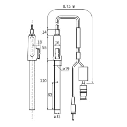 導電率検出器 高濃度用 SC92SN-41-AA ケーブル0.75m