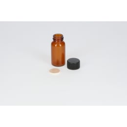 日電理化硝子 ねじ口瓶 SV-8 8mL 茶色 フェノールキャップ フッ素PTFE/ニトリルパッキングセット 50組 251086