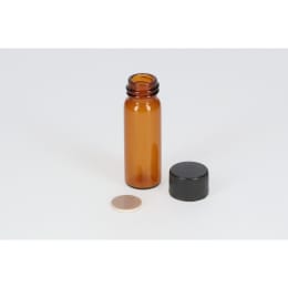 日電理化硝子 ねじ口瓶S-1 4mL 茶色 黒キャップ  ダブルフッ素PTFEパッキン 100組 250256