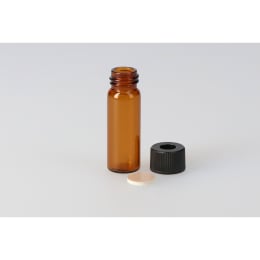 シリンジバイアル 茶色 SY-1 4.0mL 穴あき黒キャップ フッ素PTFE/ニトリルパッキン付 100組 255025