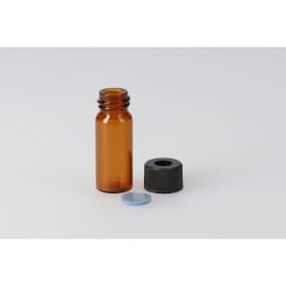 日電理化硝子 シリンジバイアル SY-09 3.0mL 茶色 穴あき黒キャップ・PTFE/シリコンパッキングセット 100本 255054
