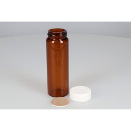 ねじ口瓶 茶色 SV-100 100mL PP白キャップ フッ素PTFE/ニトリルパッキン 組合せ 25組 250653