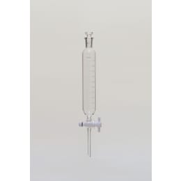 Fine透明共通摺合せ円筒分液ロート 100mL 平栓15/25  PTFEコック付 目盛付