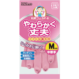 天然ゴム中厚手 手袋 M ピンク 1双