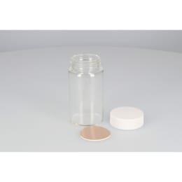 ねじ口瓶 無色 SV-110 110mL メラミン白キャップ フッ素PTFE/ニトリルパッキン組合せ 20組 250874