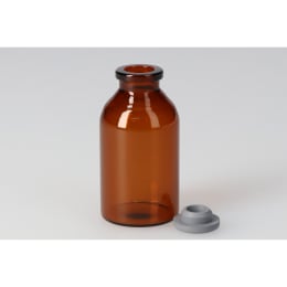 バイアル瓶 茶色 V-30 30mL 液状用ブチルゴム栓付 50組 208131