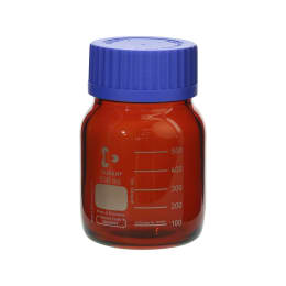 ねじ口びん(広口) GLS-80 茶褐色 青キャップ付 500mL 017250-1500A