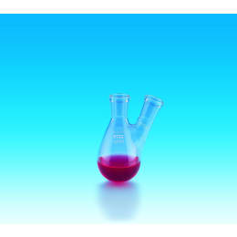 Fine透明共通摺合二口なす型フラスコ50mL 中管15/25 側管15/25
