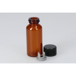 日電理化硝子 バキュームバイアルSVF-30 30mL 茶色 フェノール黒キャップ 凍結乾燥用ブチルゴム栓 50組 203416