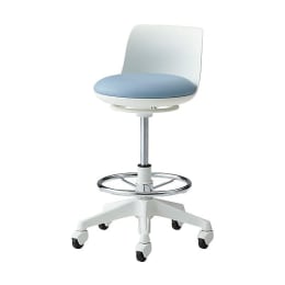 ラボラトリチェア背付・フットリング付 ライトブルー