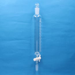 Fine共通摺合せ円筒分液ロート 500mL 球栓24/40 下部19/38 目盛あり PTFEコック付