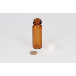 日電理化硝子 ねじ口瓶S-1 4mL 茶色 メラミン白キャップ ダブルフッ素PTFEパッキン 100組 250136