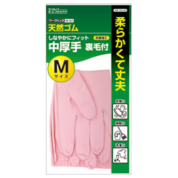 天然ゴム中厚手 手袋 裏毛付 M ピンク 1双