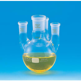 【販売終了】NS(共通摺合せ)四口なす型フラスコ 250mL 中管29/32 側管19/26