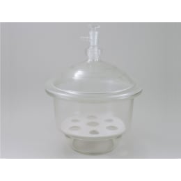 上口デシケーター 硝子製 白 240mm 本体/蓋/磁性中板付