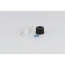 日電理化硝子 ミニバイアル MV-07 1mL 無色 穴あき黒キャップ フッ素PTFE/シリコーンパッキングセット 20組 203320