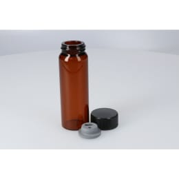 日電理化硝子 バキュームバイアルSVF-100 100mL 茶色 フェノール黒キャップ 液状用ブチルゴム栓 25組 203438