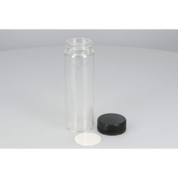 日電理化硝子 ねじ口瓶SV-100 100mL 無色 黒キャップ ソフトロンPP貼りパッキン 50組 250953