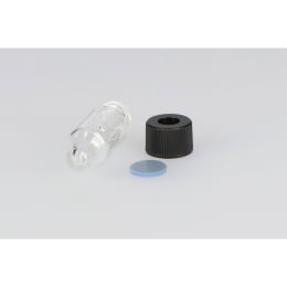 日電理化硝子 ミニバイアル MV-09 3mL 無色 穴あき黒キャップ フッ素PTFE/シリコーンパッキングセット 20組 203322