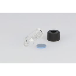 日電理化硝子 ミニバイアル MV-08 2mL 無色 穴あき黒キャップ フッ素PTFE/シリコーンパッキングセット 20組 203321