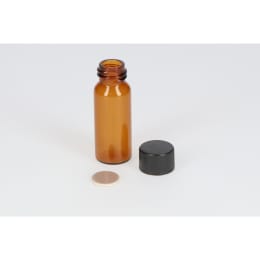 日電理化硝子 ねじ口瓶S-2 5mL 茶色 黒キャップ  ダブルフッ素PTFEパッキン 100組 250257