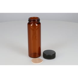 日電理化硝子 ねじ口瓶 SV-100 100mL 茶色 フェノールキャップ フッ素PTFE/ニトリルパッキングセット 25組 251093