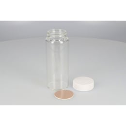 ねじ口瓶 無色 SV-150 150mL メラミン白キャップ フッ素PTFE/ニトリルパッキン組合せ 20組 250875