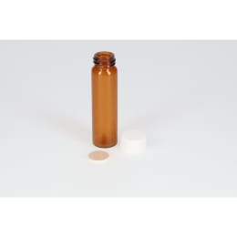 ねじ口瓶 茶色 S-5 5mL メラミン白キャップ フッ素PTFE/ニトリルパッキン 組合せ 100組 250199
