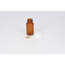 ねじ口瓶 茶色 SV-8 8mL メラミン白キャップ フッ素PTFE/ニトリルパッキン 組合せ 50組 250886