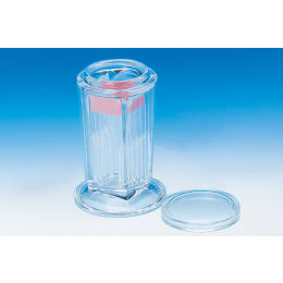 スライド染色バット丸バット溝付 5枚立て BT-500