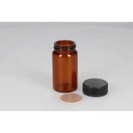 日電理化硝子 ねじ口瓶SV-50A 50mL 茶色 黒キャップ  ダブルフッ素PTFEパッキン 50組 251171
