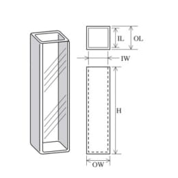 石英セル 超高低温用 標準 二面 IL10×IW10×H45