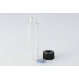 日電理化硝子 シリンジバイアル SY-5 12.0mL 無色 穴あき黒キャップ・PTFE/シリコンパッキングセット 100本 255038