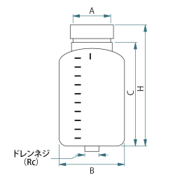 PFA回転成形広口瓶 30L 底面ボス付Rc3/4 F-1307-008