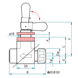 PTFEトグルバルブ I型 メスRc3/8 F-2003-006