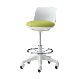 ラボラトリチェア背付・フットリング付 グリーン