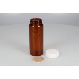 ねじ口瓶 茶色 SV-150 150mL メラミン白キャップ フッ素PTFE/ニトリルパッキン 組合せ 20組 250895