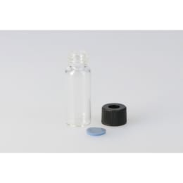 日電理化硝子 シリンジバイアル SY-2 5.0mL 無色 穴あき黒キャップ・PTFE/シリコンパッキングセット 100本 255036